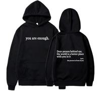 XKrmp You Are Enough Unisex Hoodie, The Hope Hoodie, Oversized Aesthetic Graphic Sweatshirt Pullover Top, for Everyday Comfort (#5,L)