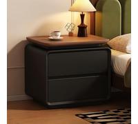 XKSJCDR Mesita De Noche De Madera Maciza con Amplios Cajones Y Guías Silenciosas, con Un Diseño De Armario Sin Juntas. Ideal For Dormitorios Y Salones(Dark Brown+Black,40cm/15.7in)