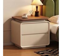 XKSJCDR Mesita De Noche De Madera Maciza con Amplios Cajones Y Guías Silenciosas, con Un Diseño De Armario Sin Juntas. Ideal For Dormitorios Y Salones(Dark Brown+Khaki,25cm/9.8in)