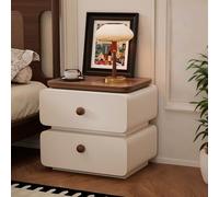 XKSJCDR Mesita De Noche De Madera Maciza con Dos Cajones, Acabado Veteado Y Patas En Forma De Pata De Gato, Cajones con Deslizamiento Silencioso, Ecológica Y Sin Olores(Cream,50cm/19.6in)
