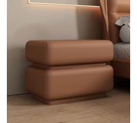 XKSJCDR Mesita De Noche De Madera Maciza, Mesita De Noche De Cuero, Tapizado De Cuero De Primera Calidad, No Requiere Montaje, Amplio Espacio De Almacenamiento(Orange,L 60cm/23.6in)