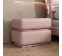 XKSJCDR Mesita De Noche De Madera Maciza, Mesita De Noche De Cuero, Tapizado De Cuero De Primera Calidad, No Requiere Montaje, Amplio Espacio De Almacenamiento(Pink,L 50cm/19.6in)