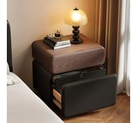 XKSJCDR Mesita De Noche Moderna, Mesita Auxiliar De Madera con Cajón Oculto, No Requiere Montaje, Diseño De Armario Elevado, Adecuada For Dormitorios Y Salones.(Walnut Brown+Black,40cm/15.7in)