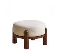 XKSJCDR Reposapiés De Madera Maciza, Tapizado Suave Y Lujoso For Sentarse Cómodamente, Centro De Gravedad Bajo Y Estable, Ideal For Salones Domésticos(Corduroy White+Walnut Brown)