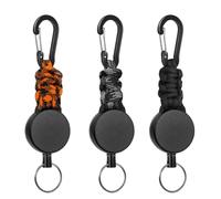 XKSOCT 3Pcs Mosquetón de Carrete,Llavero Retráctil,Llavero Retráctil Resistente,Llavero Extensible Retractil Cable Acero para Soporte de Tarjeta ID,Llave