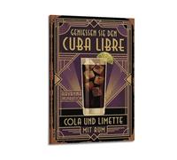 XKUGA Cuba Libre Rum Cola Drink Poster Bar Mixology Menú Vintage Modern Decorativo Lienzo Impresiones - Arte de pared ideal para familia, cueva de hombre, sala de juegos, dormitorio de niños y niñas