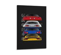 XKUGA NSX Supra A80 R34 RX 7 Performance - Póster de coche de alto rendimiento, impresión en lienzo decorativo clásico y moderno, arte de pared ideal para familia, cueva de hombre, sala de juegos