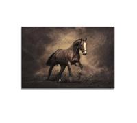 XKUGA Póster de animales con diseño vintage de caballos de poder musculoso corriendo, arte de pared ideal para familia, cueva de hombre, sala de juegos, dormitorio de niños y niñas, 60 x 90 cm