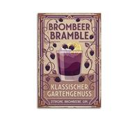 XKUGA Póster de cóctel de Bramble Blackberry Gin, guía de barman, receta moderna y decorativa, arte de pared ideal para familia, cueva de hombre, sala de juegos, dormitorio de niños y niñas, 60 x 90