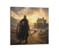 XKUGA Póster de escudo de castillo de caballero medieval, armadura de puerta del amanecer, moderno, decorativo, arte de pared ideal para familia, cueva de hombre, sala de juegos, dormitorio de niños y
