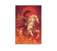XKUGA Póster de guerrero espartano griego con lanza de caballo alado de caballería, moderno lienzo decorativo, arte de pared ideal para familia, cueva de hombre, sala de juegos, dormitorio de niños y