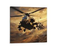 XKUGA Póster de helicópteros de combate AH-64, póster decorativo de avión de combate Apache, lienzo para pared e impresión artística moderna, decoración de dormitorio familiar, pósteres de 12 x 12