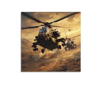 XKUGA Póster de helicópteros de combate AH-64, póster decorativo de avión de combate Apache, lienzo para pared e impresión artística moderna, decoración de dormitorio familiar, pósteres de 40 x 40 cm