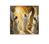 XKUGA Póster de Jesucristo con Personas adorando a Dios, póster decorativo de lienzo para pared e impresión artística moderna para decoración de dormitorio familiar, 40 x 40 cm