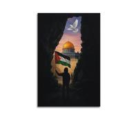 XKUGA Póster de la bandera palestina contra la guerra y la libertad de Gaza y la paz mundial, impresión moderna en lienzo, arte de pared ideal para familia, cueva de hombre, sala de juegos, dormitorio