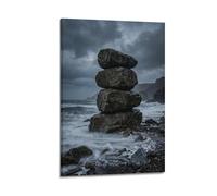 XKUGA Póster de Nature Balance Coastal Boulder Storm Waves Serenity Calm Modern Decorative Canvas Prints - Arte de pared ideal para familia, cueva de hombre, sala de juegos, dormitorio de niños y