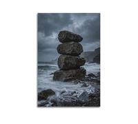 XKUGA Póster de Nature Balance Coastal Boulder Storm Waves Serenity Calm Modern Decorative Canvas Prints - Arte de pared ideal para familia, cueva de hombre, sala de juegos, dormitorio de niños y
