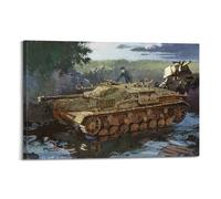 XKUGA Póster de tanque vintage de la Segunda Guerra Mundial Sd.Kfz. 167 StuG IV Póster de pistola de asalto alemana, pintura decorativa, lienzo, pósteres de pared e impresión artística moderna para