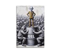 XKUGA Póster militar vintage de sátira política de poder petrolero, impresión moderna en lienzo decorativo, arte de pared ideal para familia, cueva de hombre, sala de juegos, dormitorio de niños y