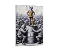 XKUGA Póster militar vintage de sátira política de poder petrolero, impresión moderna en lienzo decorativo, arte de pared ideal para familia, cueva de hombre, sala de juegos, dormitorio de niños y