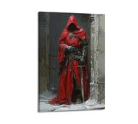 XKUGA Póster vintage de cruzado, ilustración de caballeros templarios medievales, pintura decorativa, lienzo, pósteres de pared e impresión artística moderna para decoración de dormitorio familiar