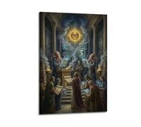 XKUGA Surreal - Póster vintage de animales con diseño de pulpo, ritual de oráculo, moderno, decorativo, arte de pared ideal para familia, cueva de hombre, sala de juegos, dormitorio de niños y niñas