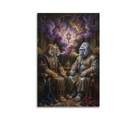 XKUGA Surreal - Póster vintage de animales, tigre gorilla, oráculo, ritual moderno, decorativo, arte de pared ideal para familia, cueva de hombre, sala de juegos, dormitorio de niños y niñas, 50 x 75