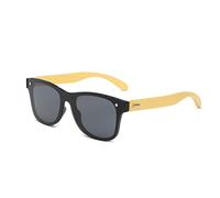 XKUN Gafas de Sol Gafas De Sol De Marco De Bambú Natural Hombres Polarizadas Polarizadas Gafas De Sol Original Oculos De Sol Masulino-Black