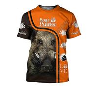 XKYDYF Unisex Camiseta 3D con Estampado Hunter Caza Jabalí Hombres 3D Impresión Camiseta Casual Manga Corta Camiseta Harajuku