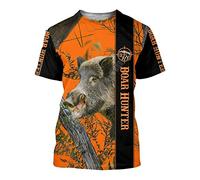 XKYDYF Unisex Camiseta 3D con Estampado Hunter Caza Jabalí Hombres 3D Impresión Camiseta Casual Manga Corta Camiseta Harajuku