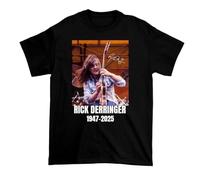 XKYYPOORWW Music Legend Rick Derringer 1947-2025 T Shirt All SizeBlackXXL