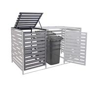 XL 1/2 Mülltonnenverkleidung Ampliación HWC-H62, Mülltonnenbox, 114x67x97 cm Massiv-Holz - hellgrau