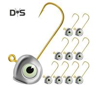 (XL) 10 piezas/juego de anzuelos de pesca con ojos 3D de 2/3/5/7 g, de metal resistente, con púas, para