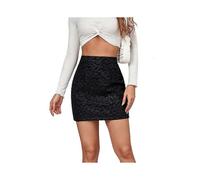 (XL,Black)Women's Leopard Print Mini Skirt High Waist A-Line Short Skirt