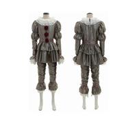(XL,Gray)Stephen King's It Full Set Halloween Cosplay Costume Pennywise Clown Suit Joker_