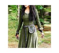 (XL,Green)Medieval Dress Women Long Sleeve Maxi Robe Vintage Fairy Elven Dress Renaissance Celtic Viking Gothic Clothing Fantasy Ball Gown