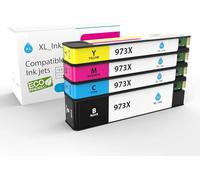XL-Ink Cartuchos de tinta compatibles con HP 973x / HP973x Economy Pack de 4 (CMY + 1X BK: HP 2X L0S07AE, F6T81AE, F6T82AE, F6T83AE. Capacidad: 1 x 10.000 páginas, 3 x 7000 páginas)