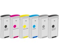 XL-Ink Compatible con HP 72, juego de 6 (negro mate, negro fotográfico, cian, magenta, amarillo, gris, 6 x 130 ml, chip latest)
