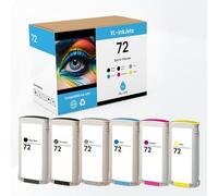 XL-Ink - Juego de 6 Cartuchos de Tinta compatibles con HP 72, Color Negro Mate, Negro, Cian, Magenta, Amarillo, Gris, 6 Paquetes de 130 ml