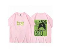(XL,Pink)Charli Xcx Brat 2024 New Album Graphic Tshirt Men Women Fashion Vintage Popular T-shirt Cotton Casual Loose T-shirts Streetwear