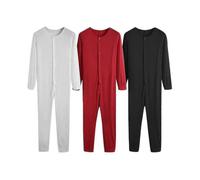 (XL,Red)Men's One Piece Long Johns Night Pajama Z