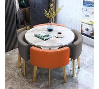 XL Superb Conjunto de Mesa de Comedor pequeña para 4 Personas, Conjunto de Mesa de conferencias Redonda Multiusos, Ahorra Espacio, para salón, Sala de Estar, Cocina Orange+Gray