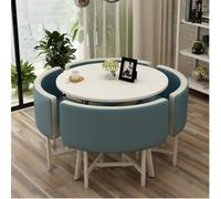 XL Superb Elegante Conjunto de Mesa de Comedor Redonda con 4 sillas con Asientos de Tela Similar al Cuero. Ahorra Espacio Barras de Desayuno en cocinas, áreas de recepción de Oficina Blue