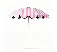 XL Superb Sombrilla de Playa a Rayas con protección UV UPF 50+, sombrilla Plegable y portátil con Revestimiento Negro para la Playa, la Piscina, el jardín y Uso al Aire Libre Pink