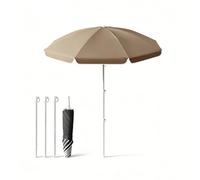 XL Superb Sombrilla de Playa de 5.57 pies con protección UV UPF 50+, sombrilla de Patio Plegable portátil con Bolsa de Transporte para Playa, Piscina, jardín y Camping Brown