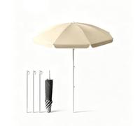 XL Superb Sombrilla de Playa de 5.57 pies con protección UV UPF 50+, sombrilla de Patio Plegable portátil con Bolsa de Transporte para Playa, Piscina, jardín y Camping Beige