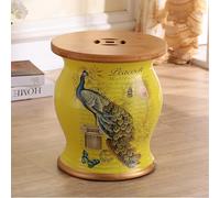 XL Superb Taburete de jardín con Tambor de cerámica, Taburete de jardín de cerámica Pintado a Mano, Flores y pájaros esmaltados y Pintados a Mano, para salón, Dormitorio, balcón, Patio A1 27x27x31cm