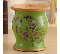 XL Superb Taburete de jardín con Tambor de cerámica, Taburete de jardín de cerámica Pintado a Mano, Flores y pájaros esmaltados y Pintados a Mano, para salón, Dormitorio, balcón, Patio F1 27x27x31cm