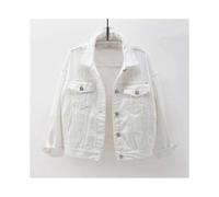 (XL,White)Women Spring And Autumn Coats Warm Solid Long Sleeve Denim Jacket Outerwear 0619
