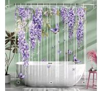 Xlabor Cortina de ducha transparente con diseño de flores, 180 x 200 cm, antimoho, impermeable, de EVA, con 12 ganchos, para cuarto de baño, diseño D